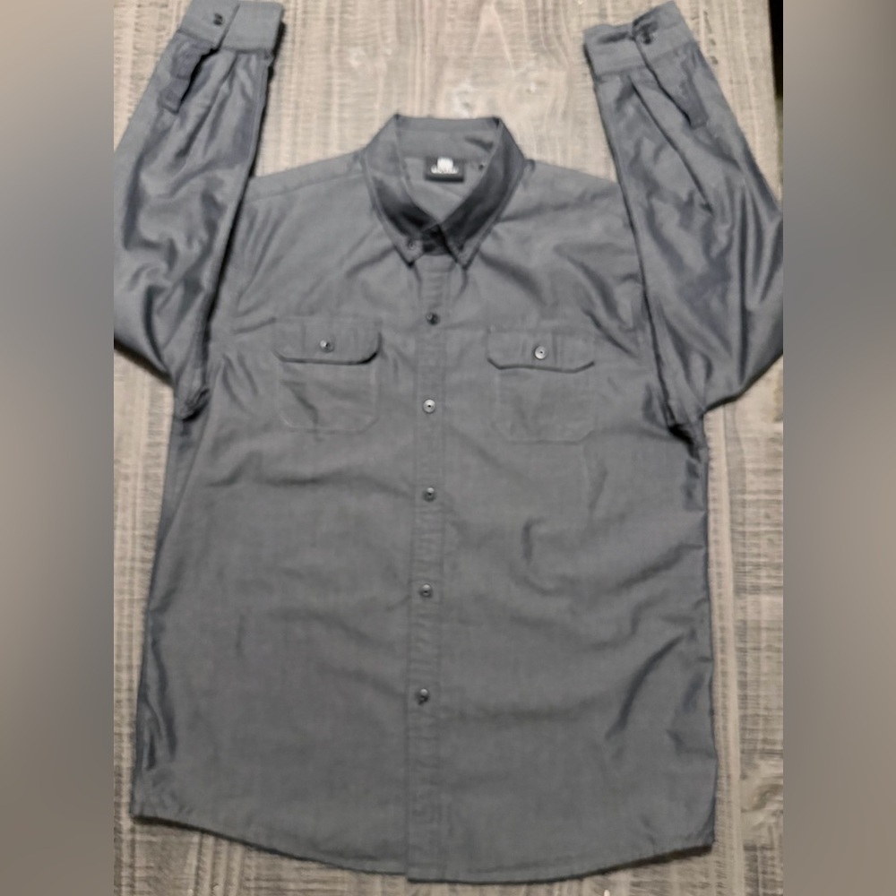 Men's Long-Sleeve Casual Button-Down Shirt - Dark Gray